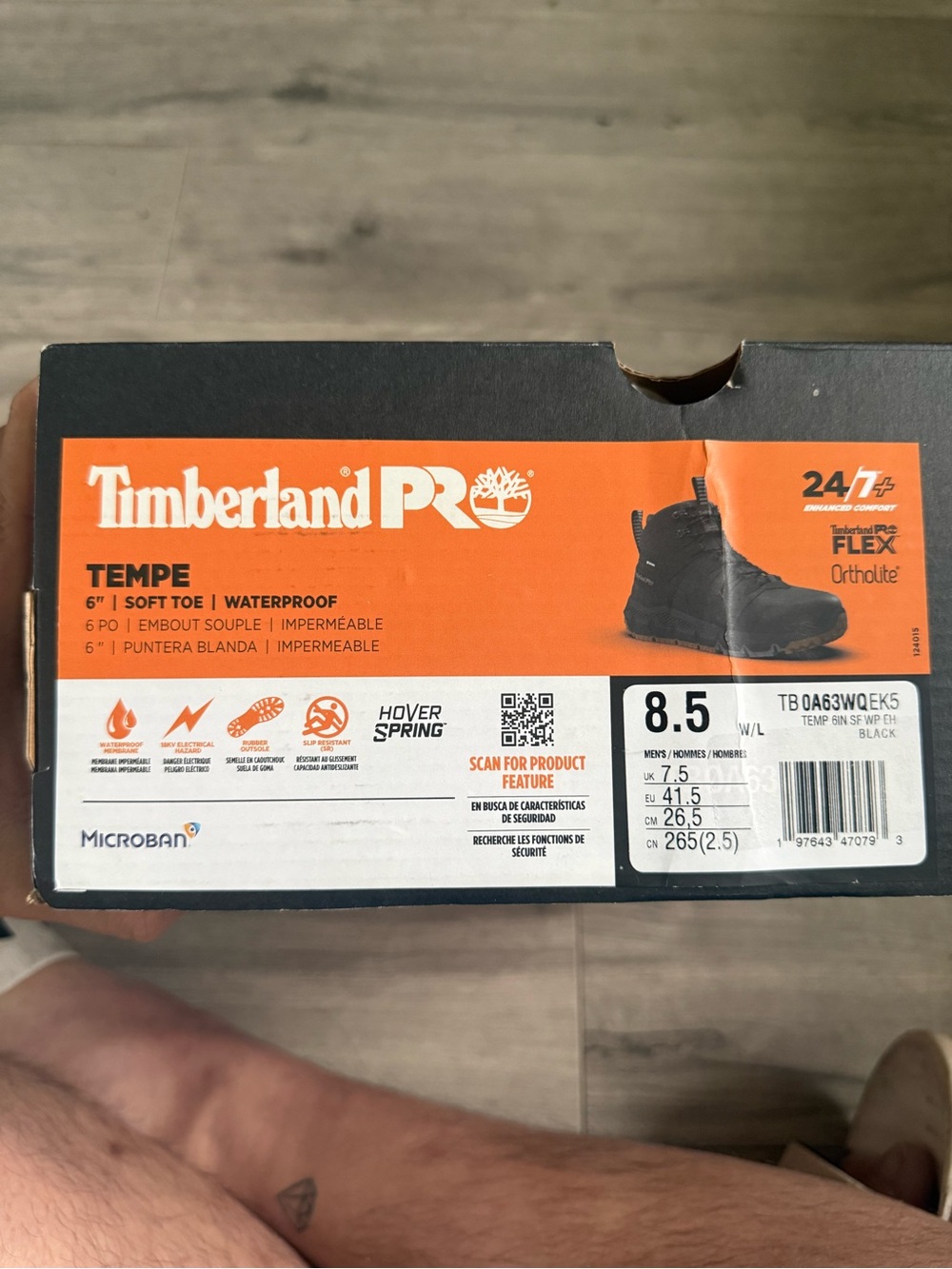 Timberland PRO Tempe 6" Waterproof Work Boots Box - Black and Orange